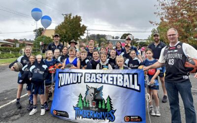 Tumut Basketball marches in Falling Leaf Festival street parade